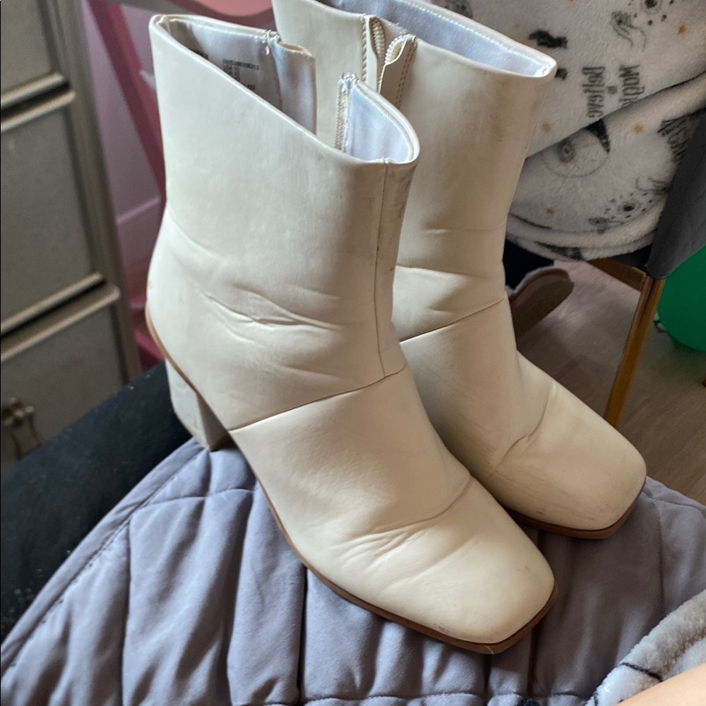 Time and Tru Cream Ankle Booties